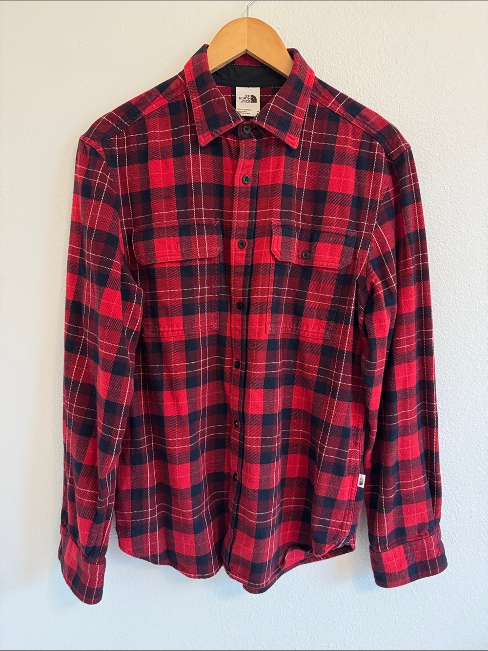 The North Face Red and Black Plaid Button-Down Shirt